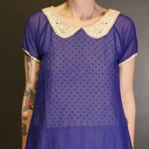 Blue is the warmest See Through Polka Dots Top